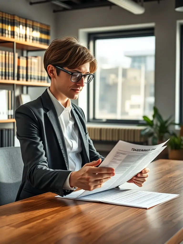 A person reviewing documents with a magnifying glass, symbolizing the meticulous review of application materials by EJ Enterprises.